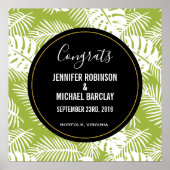 Green Palm Blätter Rainforest Pattern Hochzeit Poster (Vorne)