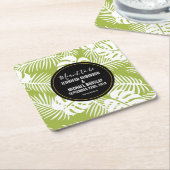 Green Palm Blätter Rainforest Pattern Hochzeit Rechteckiger Pappuntersetzer (angewinkelt)