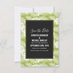 Green Palm Blätter Rainforest Pattern Hochzeit Save The Date