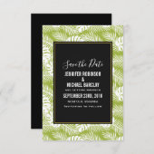 Green Palm Blätter Rainforest Pattern Hochzeit Save The Date (Vorne/Hinten)