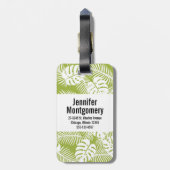 Green Palm Blätter Regenwald Muster Monogram Gepäckanhänger (Rückseite vertikal)