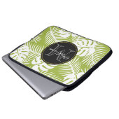 Green Palm Blätter Regenwald Muster Monogram Laptopschutzhülle (Vorne Knopf)