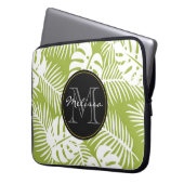 Green Palm Blätter Regenwald Muster Monogram Laptopschutzhülle (Vorderseite Links)
