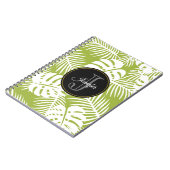 Green Palm Blätter Regenwald Muster Monogram Notizblock (Linke Seite)