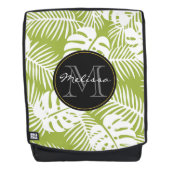 Green Palm Blätter Regenwald Muster Monogram Rucksack (Vorderseite)