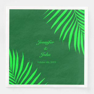 Green Palm Blätter Tropenwald Grüne Hochzeit Serviette