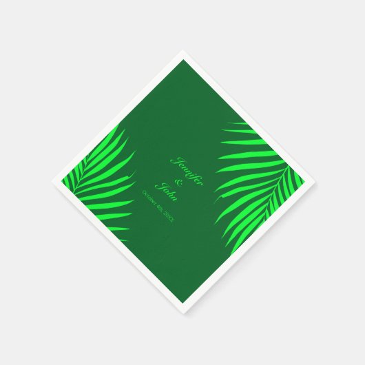 Green Palm Blätter Tropenwald Grüne Hochzeit Serviette (Ecke)