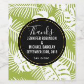 Green Palm Blätter Tropical Pattern Hochzeit dank Weinetikett (Einzelnes Label)