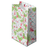 Green Palm Flamingo Gift Bag Kleine Geschenktüte (Vorderseite Schrägansicht)