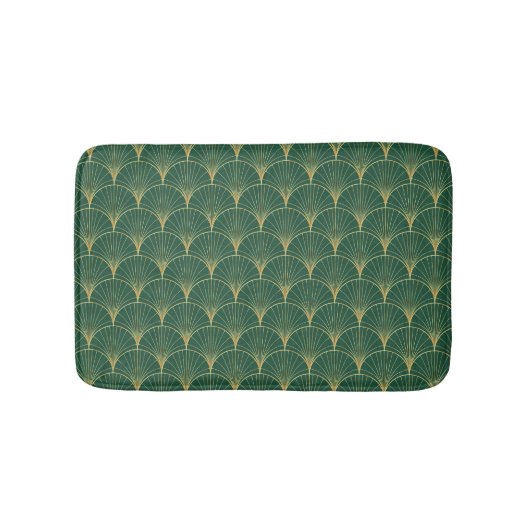 Green Palm Leaf Art Deco Badematte (Vorderseite)