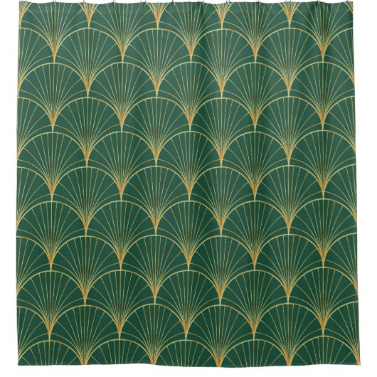 Green Palm Leaf Art Deco Duschvorhang (Vorderseite)