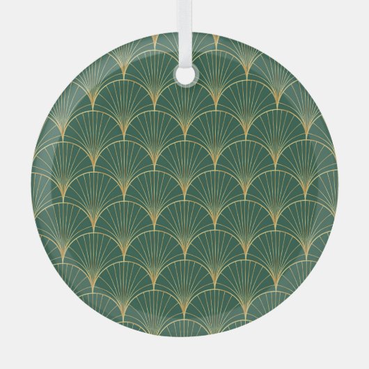 Green Palm Leaf Art Deco Ornament Aus Glas (Vorderseite)
