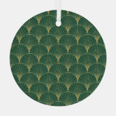Green Palm Leaf Art Deco Ornament Aus Glas (Rückseite)