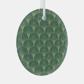 Green Palm Leaf Art Deco Ornament Aus Glas (Vorderseite Rechts)