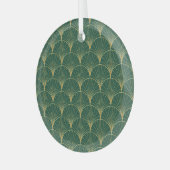 Green Palm Leaf Art Deco Ornament Aus Glas (Vorderseite links)