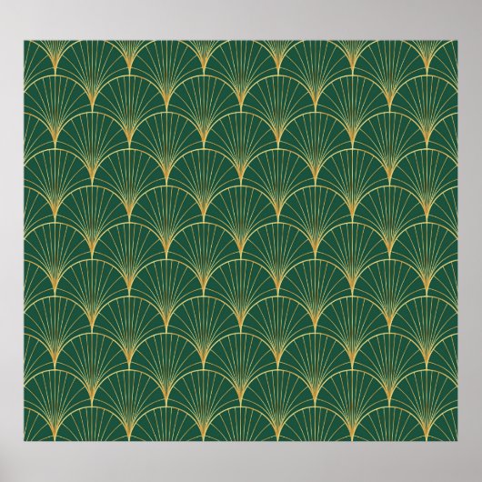 Green Palm Leaf Art Deco Poster (Vorne)