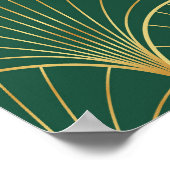 Green Palm Leaf Art Deco Poster (Ecke)