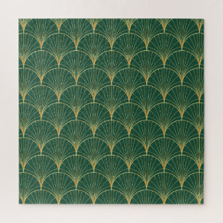 Green Palm Leaf Art Deco Puzzle