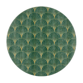 Green Palm Leaf Art Deco Schneidebrett