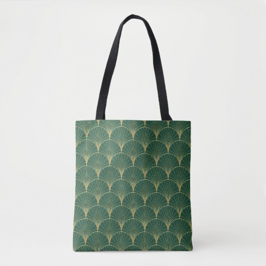 Green Palm Leaf Art Deco Tasche (Vorderseite)