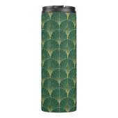 Green Palm Leaf Art Deco Thermosbecher (Rückseite)