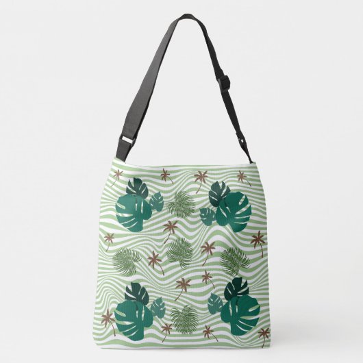Green Palm Leaf mit Wave Illusion Tragetaschen Mit Langen Trägern (Rückseite)