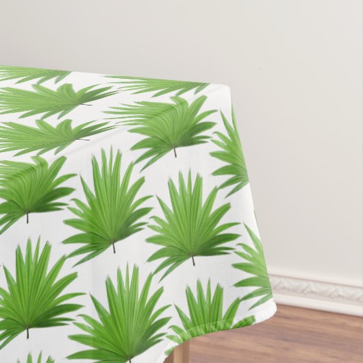 Green Palm Leaf Muster auf Weiß Tischdecke (Beispiel)