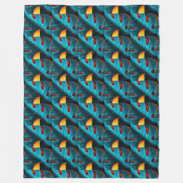 Green Palm Leaf Muster Fleecedecke