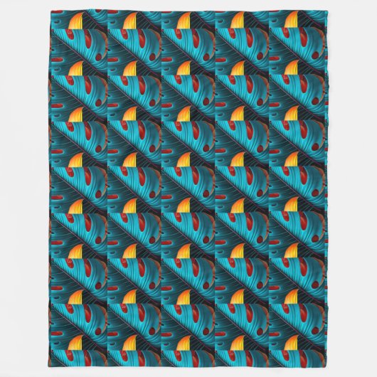 Green Palm Leaf Muster Fleecedecke (Vorderseite)