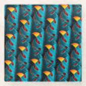 Green Palm Leaf Muster Glasuntersetzer (Vorderseite)