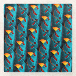 Green Palm Leaf Muster Glasuntersetzer