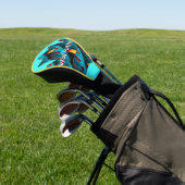 Green Palm Leaf Muster Golf Headcover (In SItu)