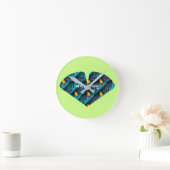 Green Palm Leaf Muster Runde Wanduhr (Zuhause)