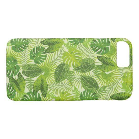 Green Palm Leaf Tropical iPhone Case (Rückseite (Horizontal))