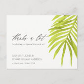 GREEN PALM LEAF WATERCOLOR FOLIAGE DANKE POSTKARTE (Vorderseite)