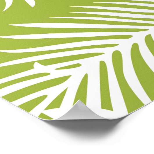 Green Palm Leaves Rainforest Pattern Wedding Poster (Ecke)