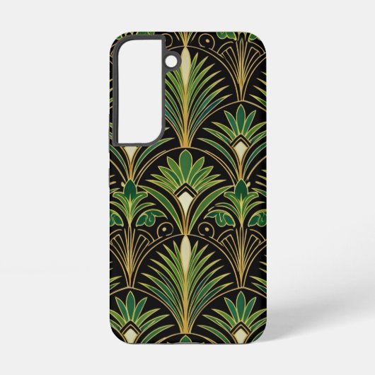 Green Palm Luxe Art Deco | Elegant Samsung Galaxy Hülle (Rückseite)