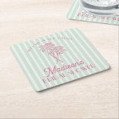 Green Palm Spring Pastel Beach Brautparty Rechteckiger Pappuntersetzer (angewinkelt)