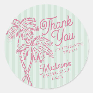 Green Palm Spring Pastel Beach Gastgeschenk Runder Aufkleber