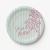 Green Palm Spring Pastel Beach Gastgeschenke Pappteller (Vorderseite)