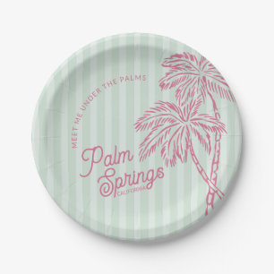 Green Palm Spring Pastel Beach Gastgeschenke Pappteller