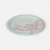Green Palm Spring Pastel Beach Gastgeschenke Pappteller (Schrägansicht)