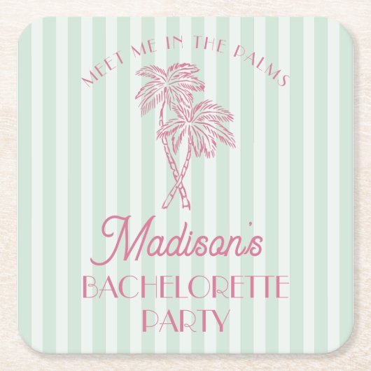 Green Palm Spring Pastel Beach Junggeselinnen-Absc Rechteckiger Pappuntersetzer (Vorderseite)