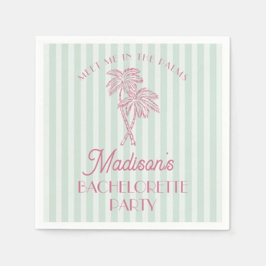 Green Palm Spring Pastel Beach Junggeselinnen-Absc Serviette (Vorderseite)