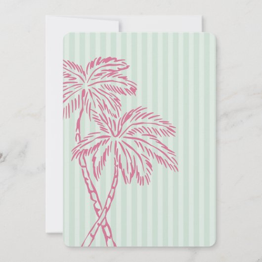 Green Palm Springs Pastel Beach Cabana Babydusche Einladung (Rückseite)