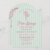 Green Palm Springs Pastel Beach Cabana Babydusche Einladung (Vorne/Hinten)