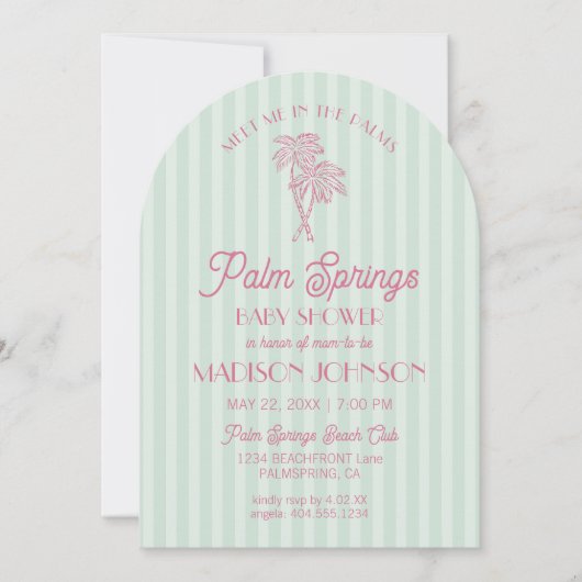 Green Palm Springs Pastel Beach Cabana Babydusche Einladung (Vorderseite)