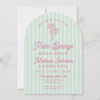 Green Palm Springs Pastel Beach Geburtstagswoche Einladung