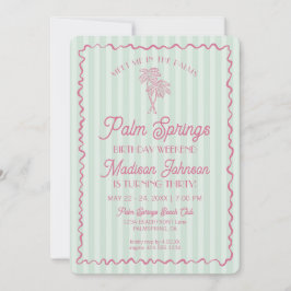 Green Palm Springs Pastel Beach Geburtstagswoche Einladung