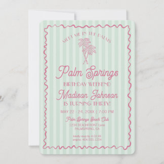 Green Palm Springs Pastel Beach Geburtstagswoche Einladung